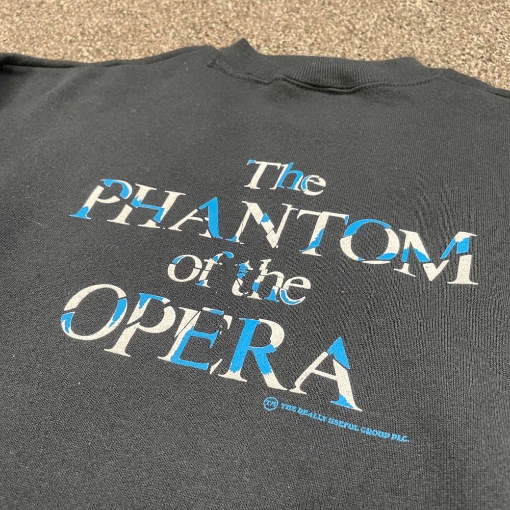 Vintage 1986 Phantom of the Opera Sweatshirt Fruit of the Loom Black Large Mask - Picture 4 of 7